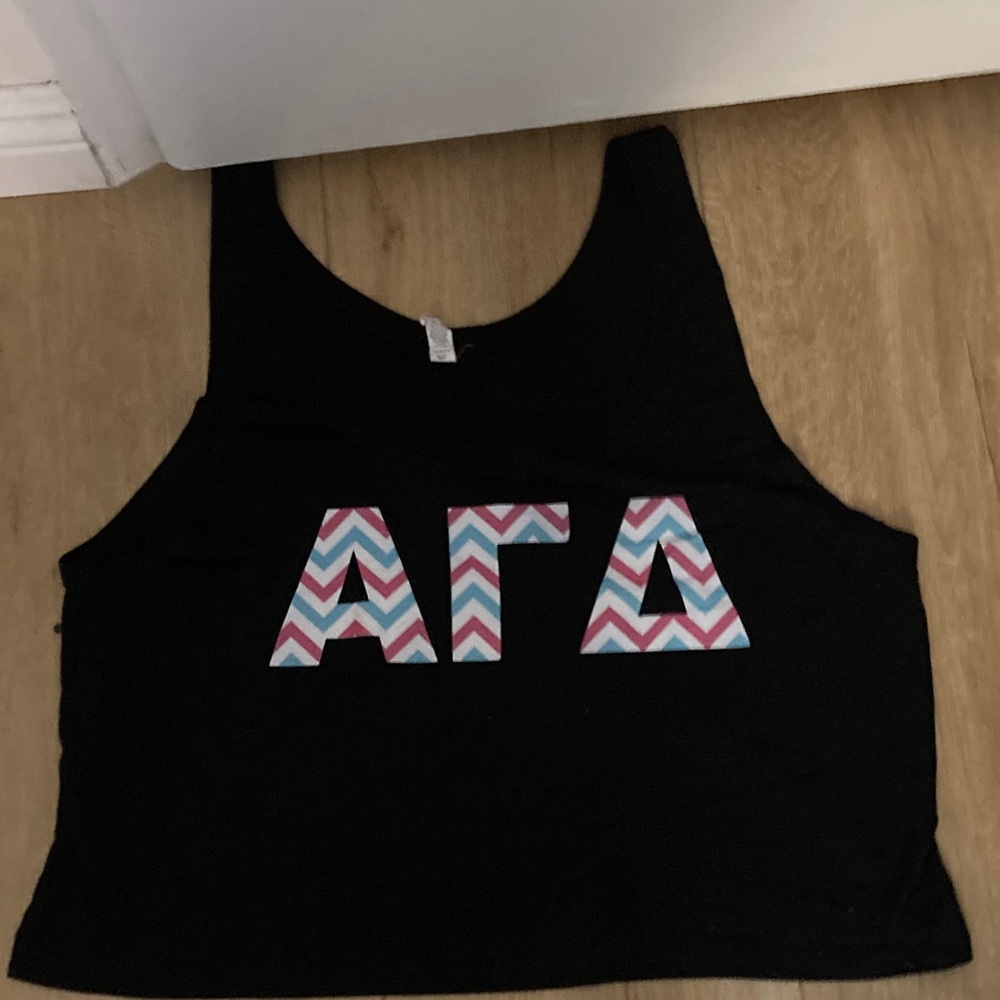 Alpha Gamma Delta Black Tank Crop Top with Greek Letters